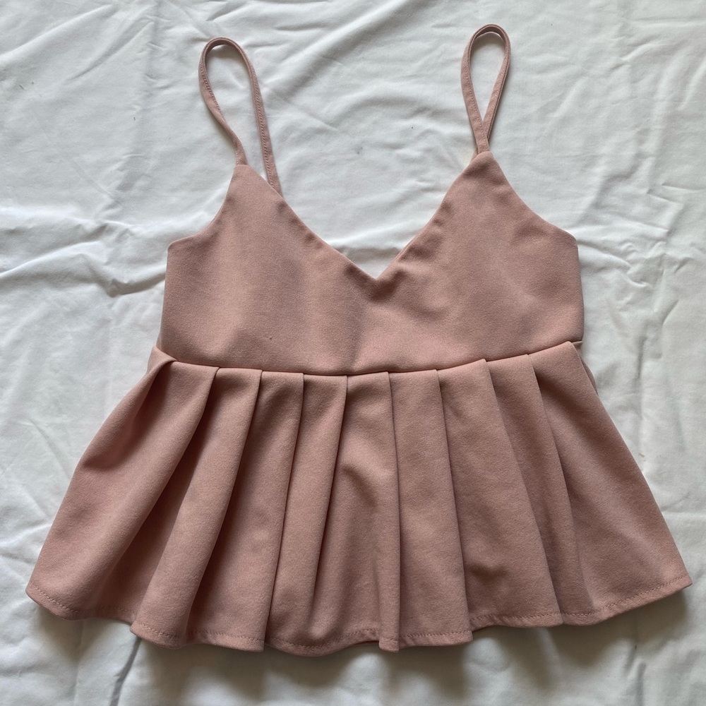 Dusty Pink Flared Crop Top